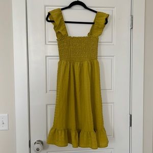 Midi length dress in lime green/chartreuse
